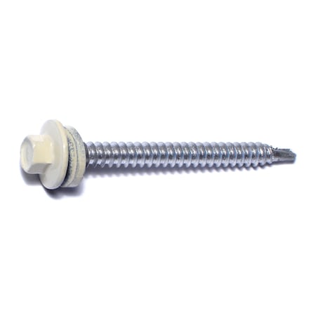 Buildright Self-Drilling Screw, #10 x 2 in, Painted Steel Flange Hex Head External Hex Drive, 72 PK 09553